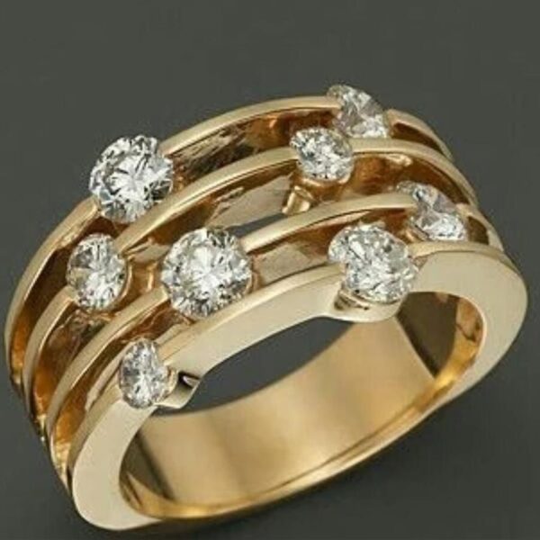 New Gold Inlaid Delicate Rhinestone Ring For Women - Image 3