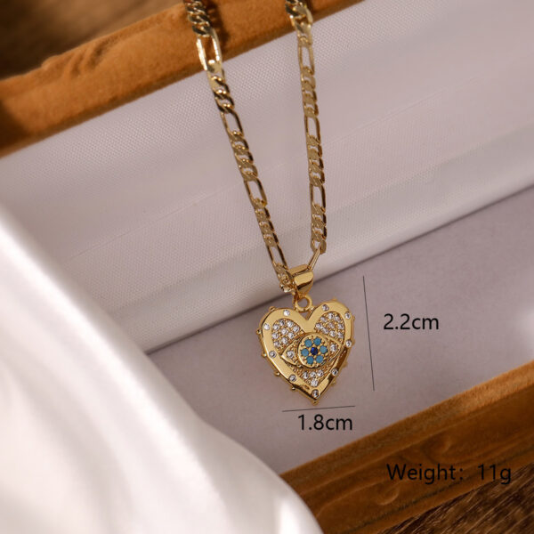 Fashion Jewelry Personality Copper Plated Real Gold Heart-shaped Zircon Pendant Necklace And Earrings Suite - Image 2