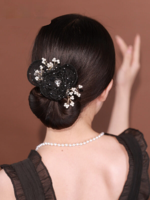 Starry Sky Flower Style Updo Topknot Hair Clip Black Exquisite Headdress - Image 9