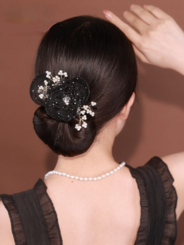 Starry Sky Flower Style Updo Topknot Hair Clip Black Exquisite Headdress - Image 8