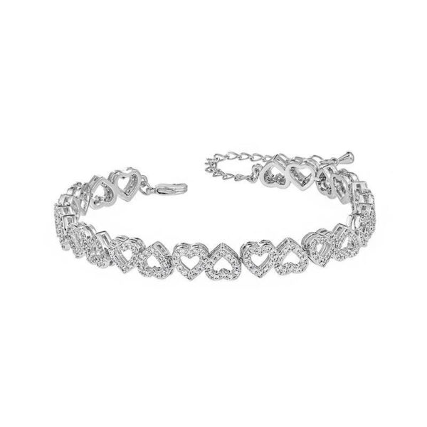 Girl's High-grade Diamond Bracelet With Full Diamond Heart - Image 5