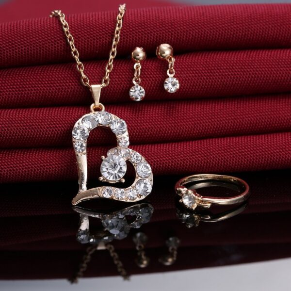 Heart Pendant Jewelry Set Rhinestone Jewellery - Image 4