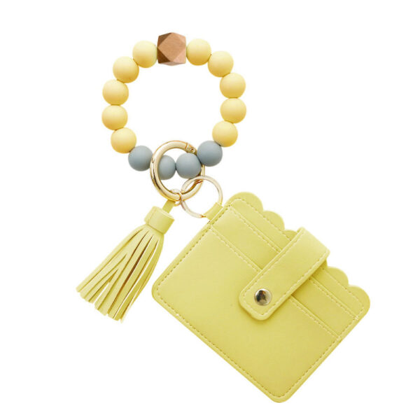 PU Tassel Card Case Silicone Bracelet Key Ring - Image 7