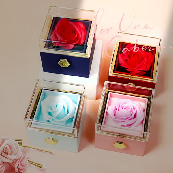 Rotating Soap Flower Rose Gift Box Creative Rotating Rose Jewelry Packaging Box Valentine's Day Gift For Women - Image 5