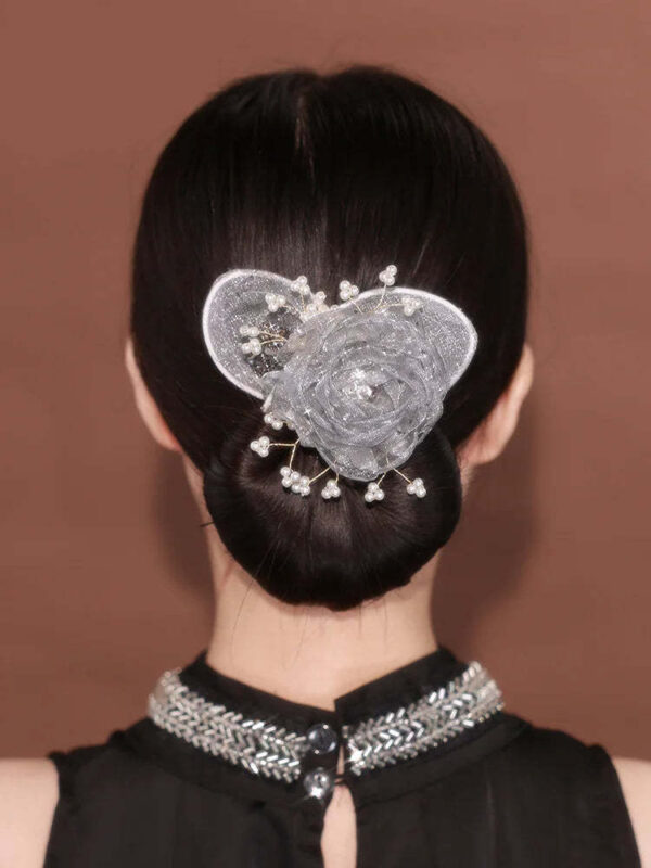 Starry Sky Flower Style Updo Topknot Hair Clip Black Exquisite Headdress - Image 5