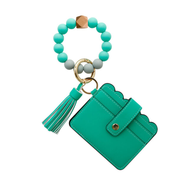 PU Tassel Card Case Silicone Bracelet Key Ring - Image 6