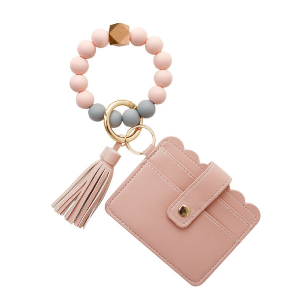 PU Tassel Card Case Silicone Bracelet Key Ring - Image 4