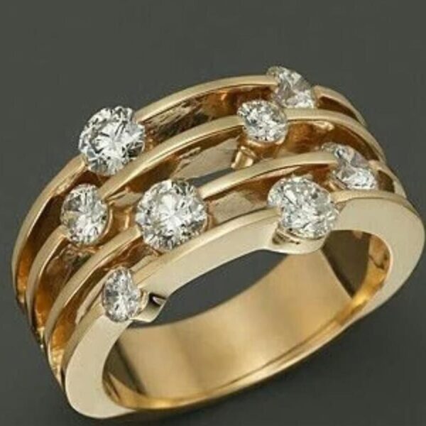 New Gold Inlaid Delicate Rhinestone Ring For Women - Image 2