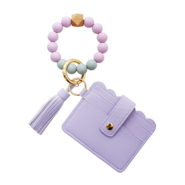 PU Tassel Card Case Silicone Bracelet Key Ring - Image 3