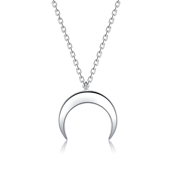 Simple Moon Pendant Sterling Silver Clavicle Chain - Image 4