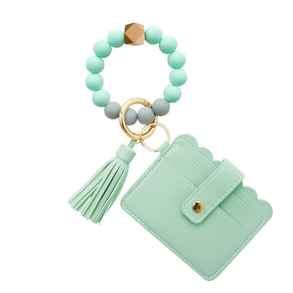 PU Tassel Card Case Silicone Bracelet Key Ring