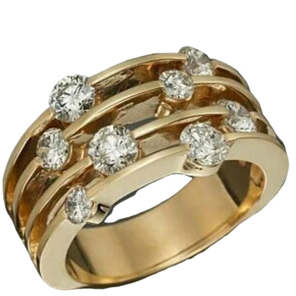 New Gold Inlaid Delicate Rhinestone Ring For Women - Image 5