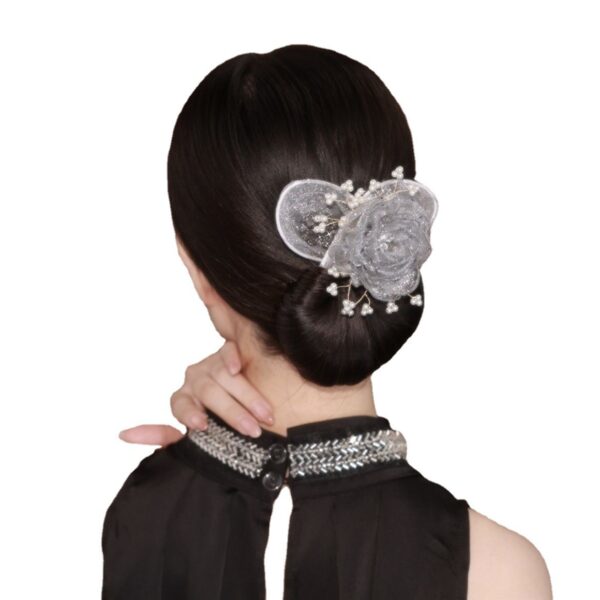 Starry Sky Flower Style Updo Topknot Hair Clip Black Exquisite Headdress - Image 2