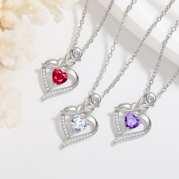 Rose Heart-shaped Necklace With Rhinestones Fashion Everlasting Flower Love Necklace For Women Valentine's Day Gift - Image 4